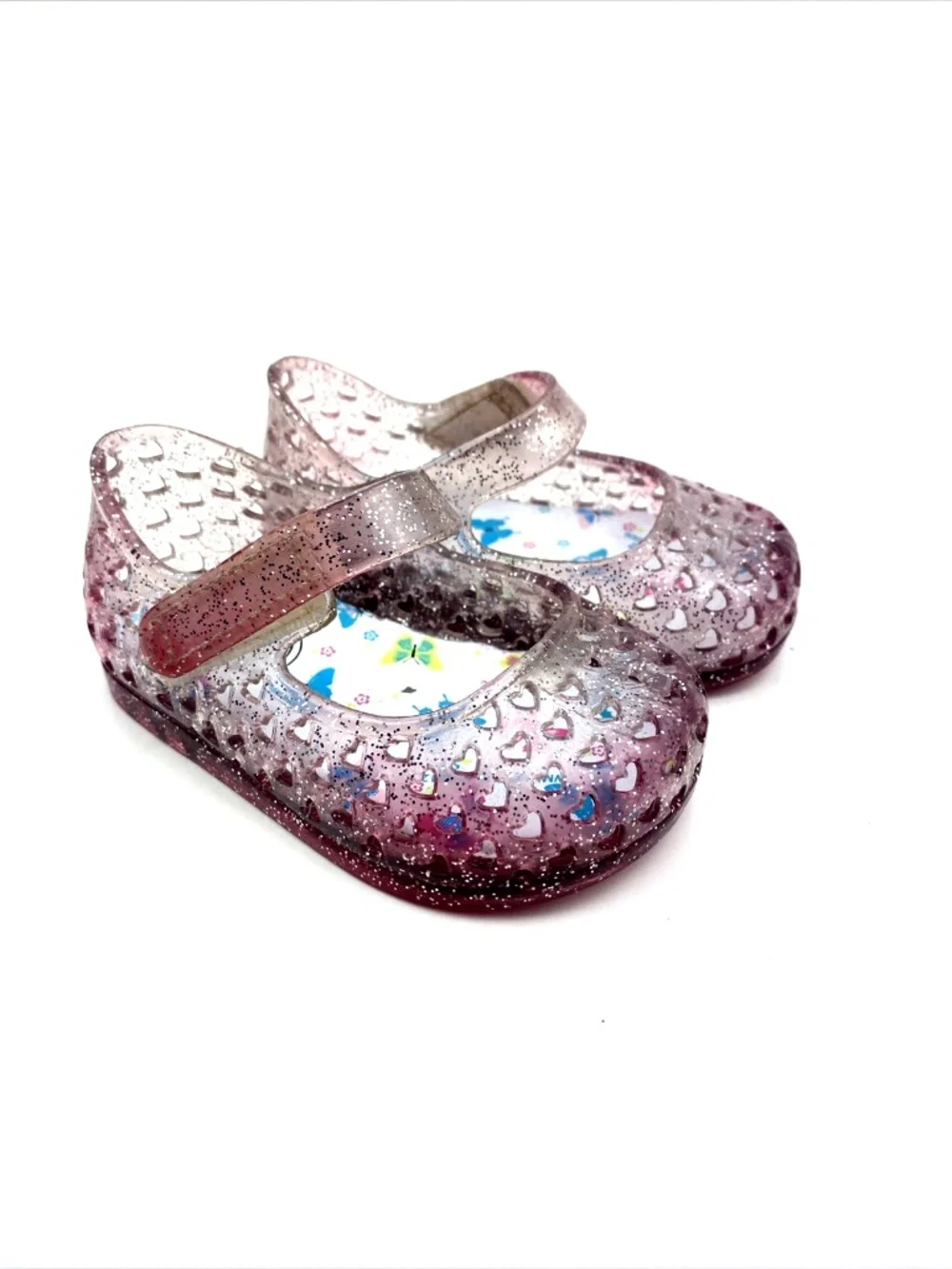Wonder Nation Baby Sandals Size 2 Girls Jelly Shoes Adjustable Butterfly Rubber